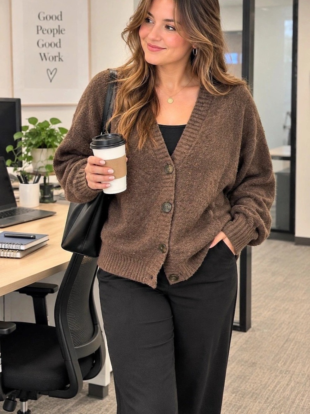 Old Navy Relaxed V-Neck Cardigan Sweater Brown Cardigan Size XXL Like New